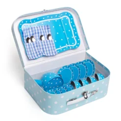 Blue Polka Dot Tin Tea Set