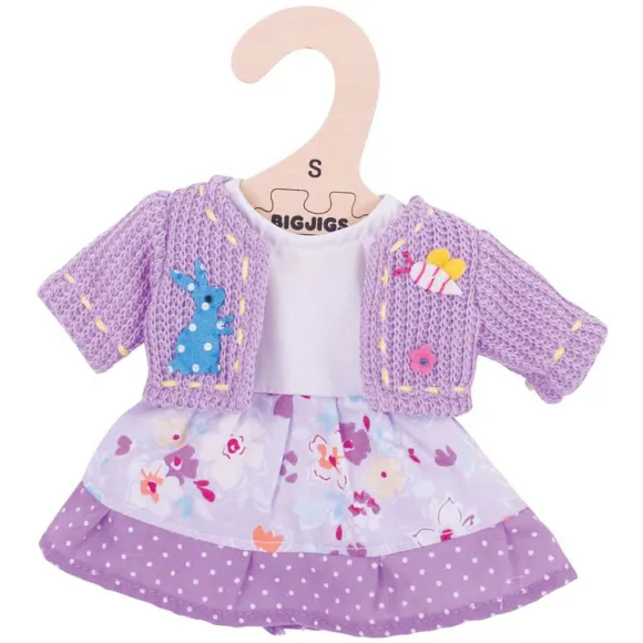 Lilac Dress and Cardigan (for Size Small Doll)